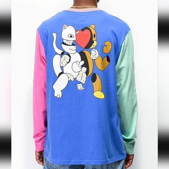 RIPNDIP X Teddy Fresh 2.0 Colorblock Long Sleeve T-Shirt S - Picture 2 of 11